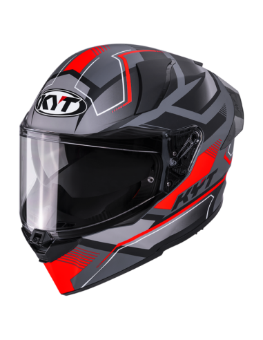 Casco KYT R2R Parsec Gris/Rojo Mate