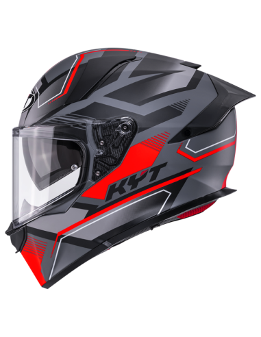 Casco KYT R2R Parsec Gris/Rojo Mate