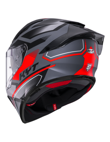 Casco KYT R2R Parsec Gris/Rojo Mate