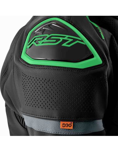 Chaqueta Cuero RST S1 D30 Negro/Verde...