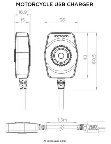 Cargador USB QUAD LOCK para Motos