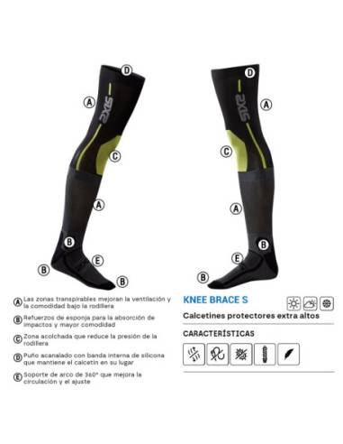 Calcetines SIXS Knee Brace S Negro/Gris