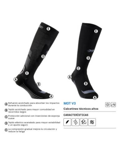 Calcetines SIXS Mot V3 Negro/Gris
